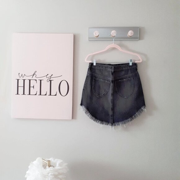 NWT Free People muted black wash denim distressed statement hem jean mini skirt - Picture 15 of 16